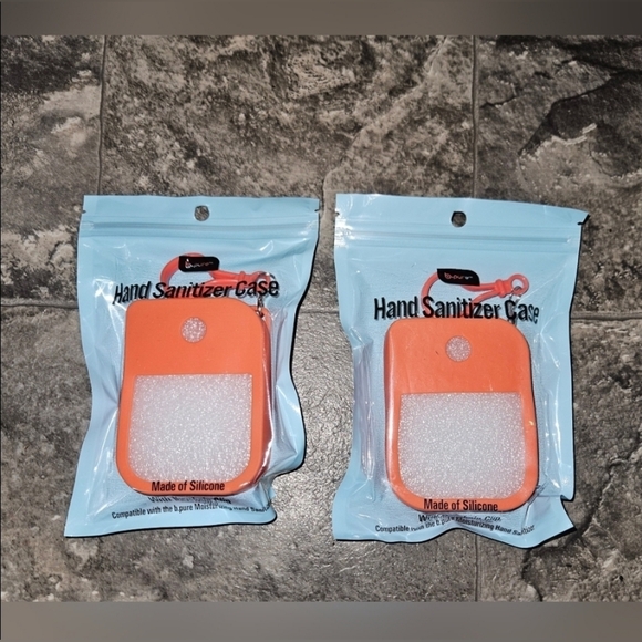 2 x Orange Silicone Spray Hand Sanitizer Case With Keychain BNIB - Picture 1 of 3